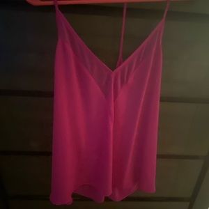 Mesh inset v neck drapery tank